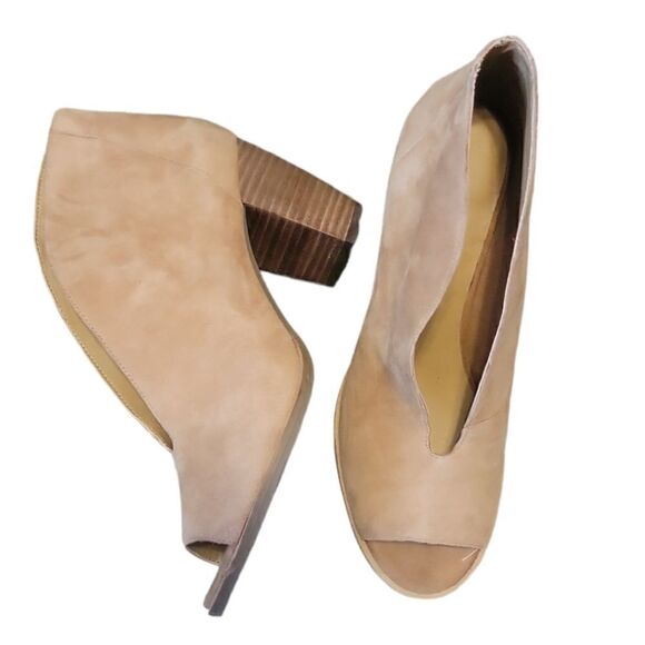 Lucky Brand Chunky Heel Joal Bootie Macaroon Tan Suede Kidsuede Heel Boot 8 - Picture 9 of 14